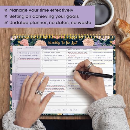 Taja Weekly To Do List Notepad, Undated Weekly Planner Pad, 8.5" x 11"
