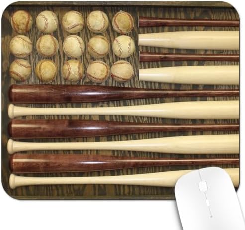 9.5x7.9 Inch Office/Gaming Mouse Pad, Rustic Baseball Bats Patriotic Wooden American Flag, Cute Anti-Slip Mat for Desk Decor
