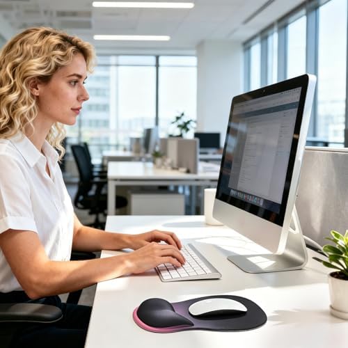 EooCoo Mouse Pad with Gel Wrist Rest, Ergonomic Mousepad Wrist Alignment