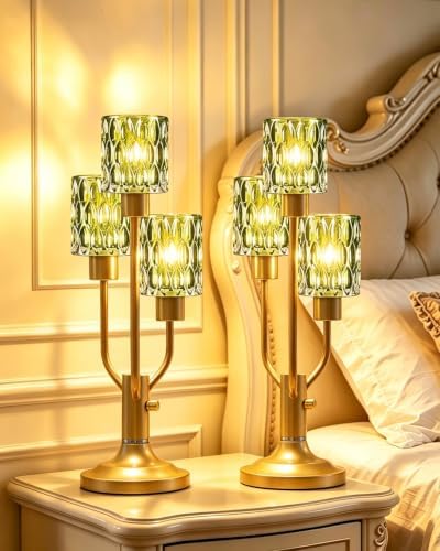 Lightdot Green Bedside Table Lamps Set of 2 Vintage Lamp for Living Room