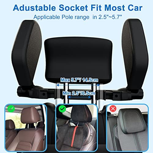 Car Headrest Pillow, Roadpal Adjustable Sleeping Headrest for Car Seat, Head Neck Support Rest Pillows for Kids Adults Travel, Only fit for Car Seat Headrest with Poles-Black
