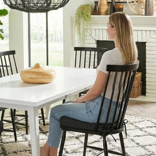 baibu 2-Layer Dining Chair Cushions, 2 Pack, 16.5 x 16.5 x 3.5 in, Black