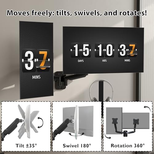 BONTEC Dual Monitor Wall Mount for 13-32 Inch Screens, VESA 75x75/100x100mm