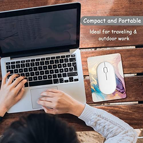 Dapesuom Small Mouse Pad, 6 x 8 Inch Thick Rubber Premium-Textured Non-Slip Portable & Washable Mini Mouse Mat for Women Men Wireless Laptops Keyboard Tray Gaming Work Office Travel, Abstract Marble