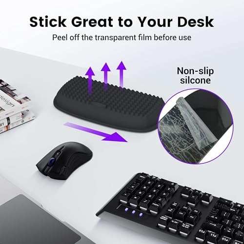 MEKASS Elbow Pad for Desk, Thicken & Large Memory Foam Elbow Rest Padding with Non-Slip, Ergonomic Desk Edge Cushion, Armrest Pad Wrist Rest Comfort Support for Office Home (2 Pcs Black)
