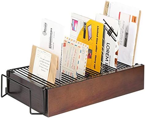 JACKCUBE Design Wood Monthly Office Desktop Bill & Mail & File Organizer Storage with Steel Divider Holder 31section, Entryway or Printer table Living room Kitchen (MK487A)