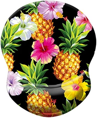 Mouse Pad with Ergonomic Gel-Filled Wrist Rest and Non-Slip PU Base, Comfortable & Accurate Computer Mouse Pad with Support for Home Office Working Studying (Pineapple)