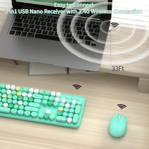Colorful Wireless Keyboard and Mouse Combo, Green Colorful