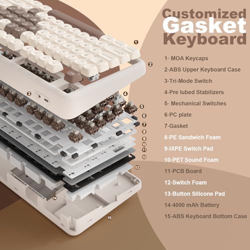 YUNZII B87 TKL Wireless Mechanical Keyboard (Brown Heart,Cocoa V2)