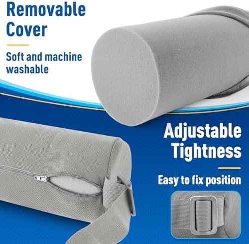 CushZone Memory Foam Lumbar Roll Support Pillow, Light Gray