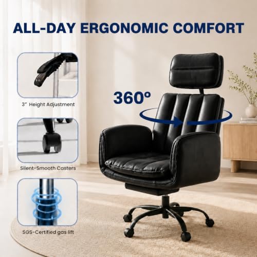 Big and Tall Office Chair with Footrest & Adjustable Armrests