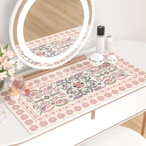 QIYI PU Leather Large Mouse Pad, Waterproof Desk Mat, 31.5" x 15.7", Suzani
