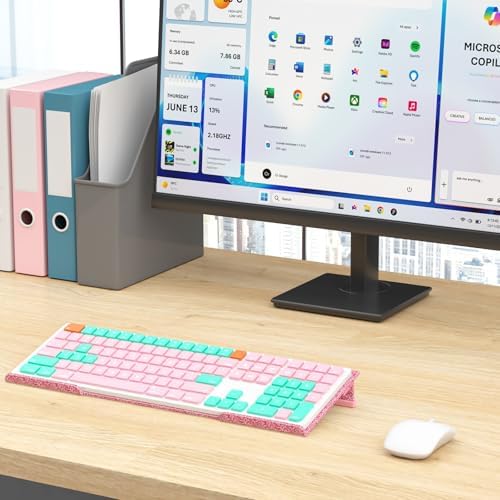 Computer Keyboard Stand for Desktop - 6-Level Height Adjustable Acrylic Keyboard Riser Non-Slip Ergonomic Key Board Tray Holder for Home School Office Desk Accessories, Sparkling Pink