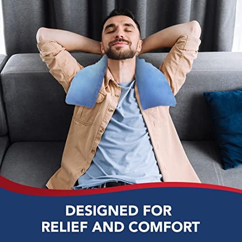 Doctor Developed Heated Neck Wrap - Weighted Heating Pad with Natural Flax Seeds - Cordless Microwavable Heating Pad for Neck & Shoulders - Soft Plush Relief (Blue)