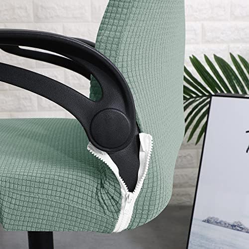 Ergonomic Office Chair Cover with Headrest Cover Green Water-Repellent Stretch 2-Piece Jacquard Office Desk Chair and Headrest Slipcover Cat Scratch Proof Washable