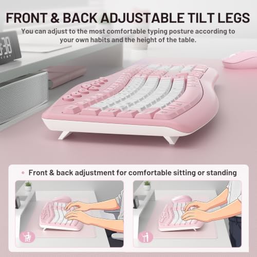 Wireless Keyboard and Mouse Combo Silent Ergonomic Curved Design for Office