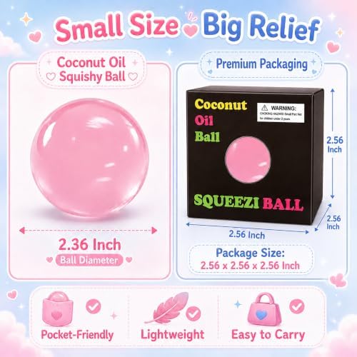Coconut Oil Squishy Stress Ball, No Rebound Sensory Fidget Toys-Pink