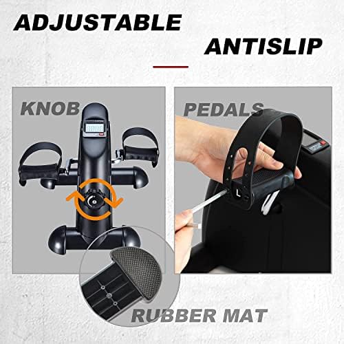 TODO Mini Exercise Bike Pedal Exerciser Foot Peddler Portable Therapy Bicycle with Digital Monitor