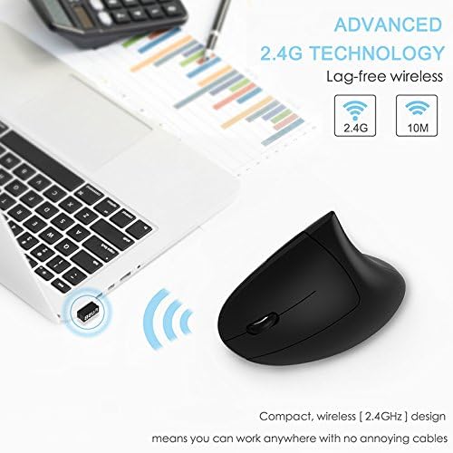 Lekvey Left Handed Mouse, Wireless USB Ergonomic Vertical Lefty Mouse