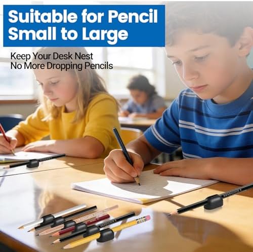 12 Pack Adhesive Pencil Holders for Desk, Silicone Pen Holder,Black