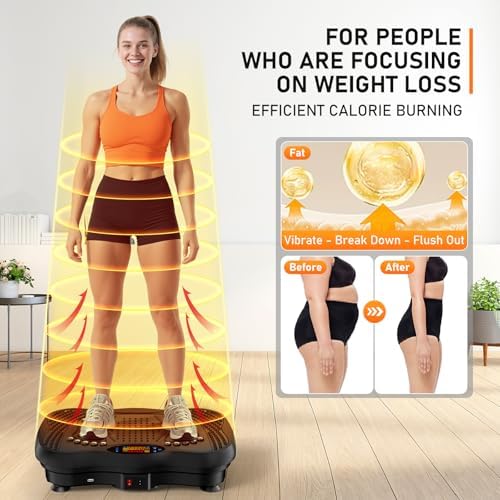 Vibration Plate Exercise Machine, 130 Levels Full Body Workout Vibrating Plate for Lymphatic Drainage Weight Loss, 450 Lbs Capacity Shake Platform with Bluetooth for Women Men