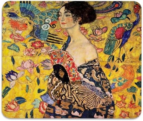 Woman (Lady) with Fan by Gustav Klimt Mouse Pad, World Painting Desk Mat