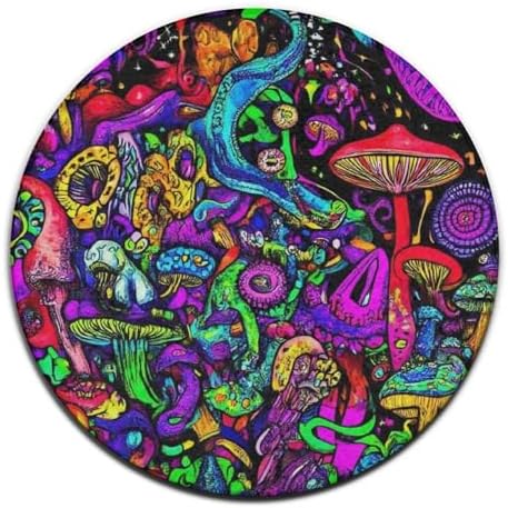 Highly Premium Quality Floor Mat, Office Chair Decor Mat, Room Sofa Yoga Soft Round Carpet Trippy Mushroom Magic Art, 60inch