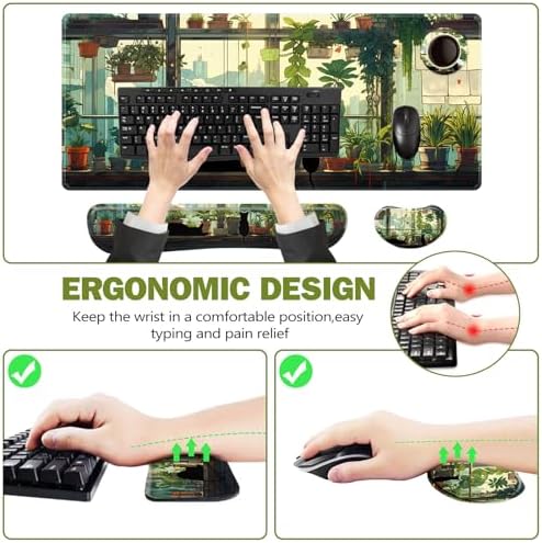 ToLuLu Extended Gaming Mouse Pad, Memory Foam Keyboard Mouse Wrist Rest Set