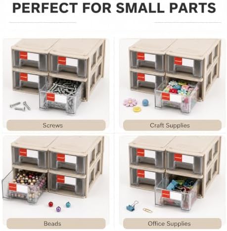 16 Pack Stackable Desk Organizer Drawers for Craft Storage Gray