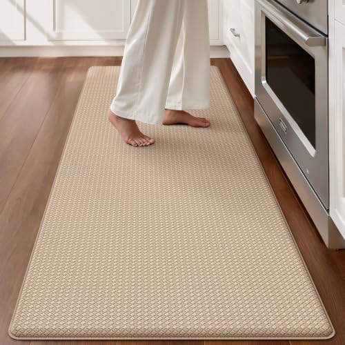Color&Geometry Wide Kitchen Floor Mat 24x87 Anti Fatigue Easy Clean, Beige