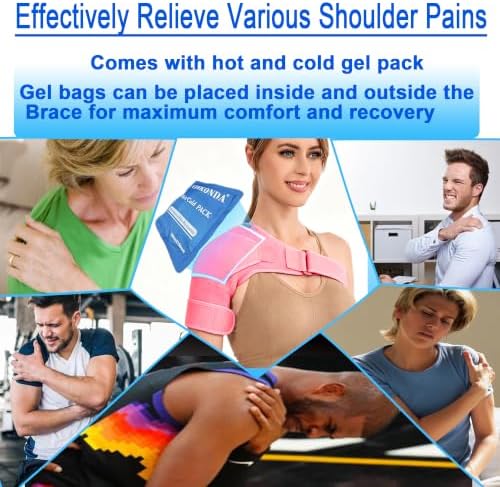 VISKONDA Shoulder Brace Sling Immobilizer and Compression Sleeve,Rotator Cuff Injury Supports for AC Joint Pain Relief,Arm Stability,Tear,Bursitis,Swelling,Tendonitis,for Men and Women (Pink,Large)