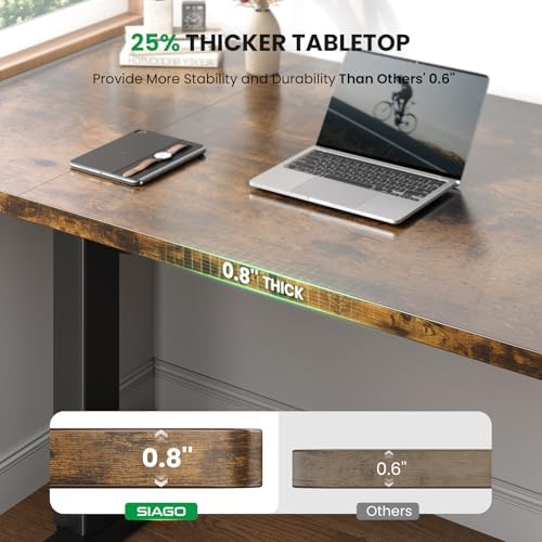 SIAGO Electric Standing Desk Adjustable - 63 x 24 Inch Sit Stand up Desk with Cable Management - 3 Memory Preset Adjustable Height Table