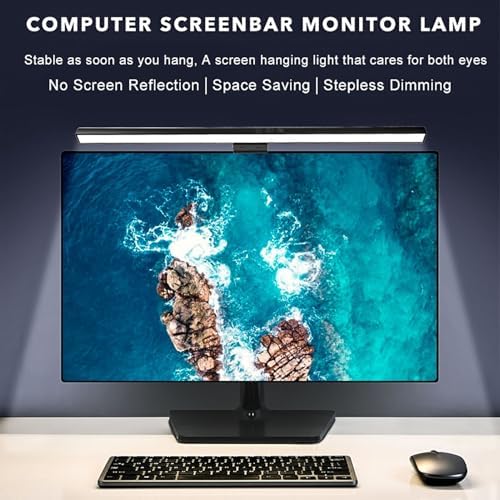 Computer Screen Lamp Light Bar, Dimmable LED Task Lamp with Touch Control, No Glare Eye Caring USB Powered Light for Home Office Monitors up to 1.18 Inches Thick