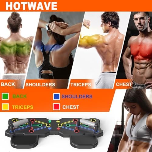 HOTWAVE Push Up Board, Portable Pushup Board & Plank Trainer, Push Up Bar