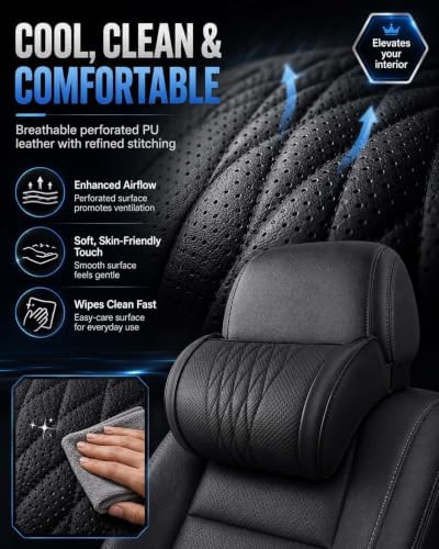 Universal Memory Foam Car Headrest Neck Pillow Adjustable Driving (Orange)