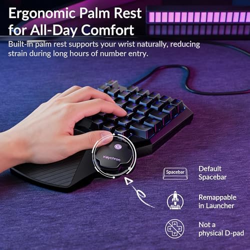 Keychron C0 HE 8K Wired One-Handed Gaming Keypad, Rapid Trigger Hall Effect Magnetic Switches, 35 Programmable Keys, Per-Key RGB Lighting, Web-Based Configurator, Compatible with Windows & macOS