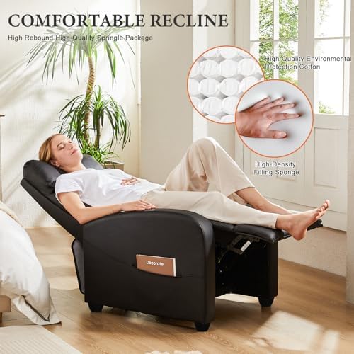 Sweetcrispy Massage Recliner Chair for Adults, Adjustable Home Theater Seating with Lumbar Support for Living Room, Modern Fabric Reclining for Small Space, Black