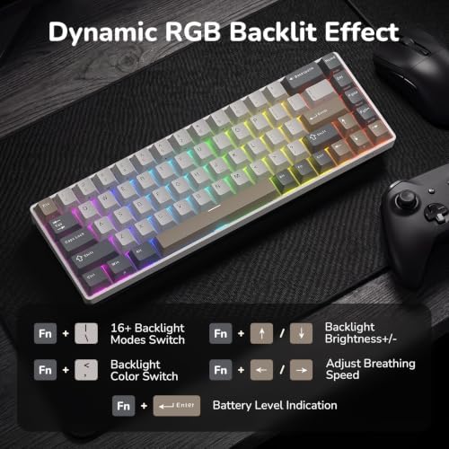 RK ROYAL KLUDGE RK68 65% RGB Wireless Mechanical Keyboard for Gaming, Work