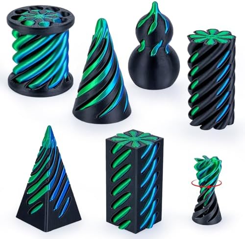 3D Printed Fidget Toys (6 Pack), Impossible Cone & Pyramid Spiral Toy, Optical Illusion Passthrough Desk Toys for Adults & Kids, Stress Relief Sensory Fidgets for Anxiety, Cool Office Gifts, Pack4