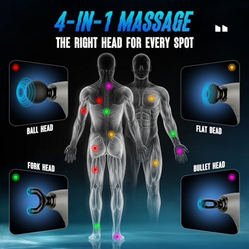 FVZ Massage Gun with Upgraded Extension Handle, 10MM Massage Gun Deep Tissue, Back Massager, Muscles/Neck/Shoulders/Waist/Legs Massager Portable for Pain Relief, Valentines Day Gifts for Him