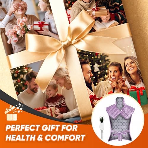 Heating Pad for Neck Shoulders and Back, Weighted Electric Graphene-Infused Heat Pads for Pain Relief, 24"x35" Large Full Body Heated Pad, 10 Levels Auto-Off, Birthday Gifts for Women, Men, Purple