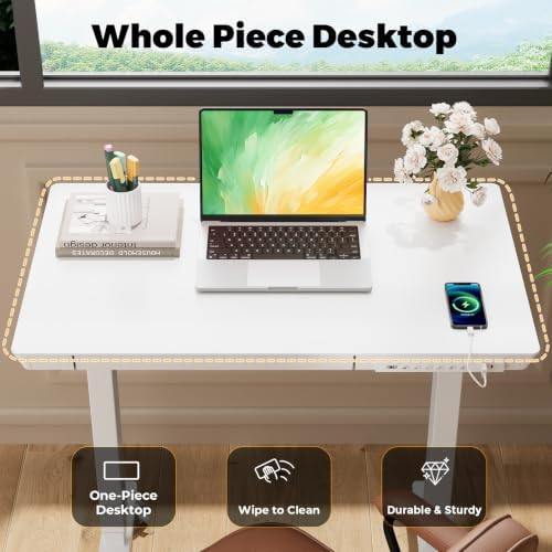 32" Electric Standing Desk with Drawer, Rolling Laptop Desk