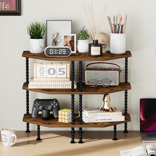 YINMIT Corner Shelf Stand, Standing Corner Display Shelf, 3 Tier