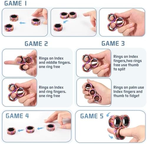 Halloween Magnetic Rings for Adults and Kids,Fidget Spinner Rings Toys for Anxiety Relief Therapy Boy and Girl Ages 8-13,Teens Halloween Party Favors Decorations,3PCS