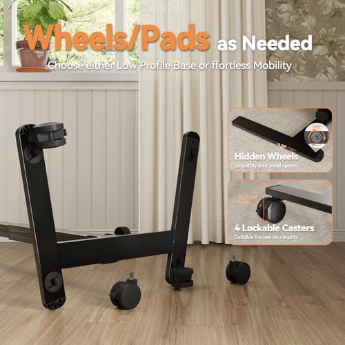 Monomi 25“ Mobile Folding Desk,Pneumatic Sit-Stand Table,No Assembly,Black