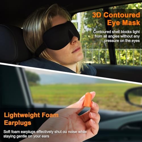 Travel Pillow - Hooded Neck Pillow Airplane Memory Foam Filling