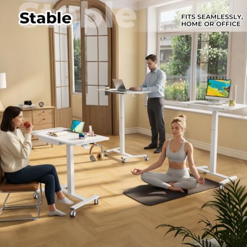 40"×20" Mobile Desk with Drawer, Rolling Desk with Storage
