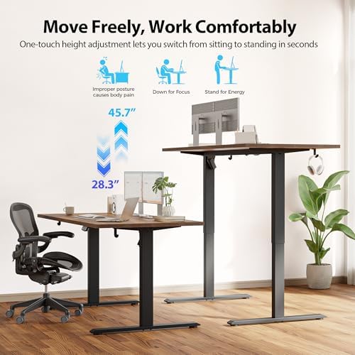 Agilestic 55*28 Inch Height Adjustable Electric Standing Desk, Rustic Brown