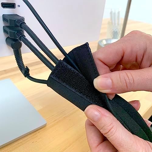 Wrap-It Storage Hook and Loop Cable Sleeve, Black, 120"