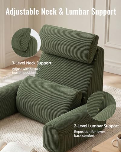 Blissful Diary Reading Pillow with Adjustable Neck & Lumbar Support, Green